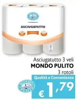 Eurospesa Asciugatutto 3 veli MONDO PULITO 3 rotoli offerta
