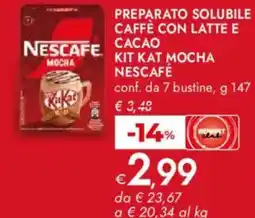 Bennet Preparato solubile caffè con latte e cacao kit kat mocha NESCAFÉ offerta