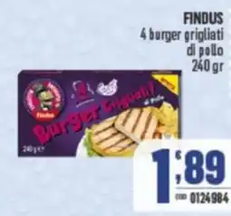 Gruppo di Palo FINDUS 4 burger grigliati di pollo offerta