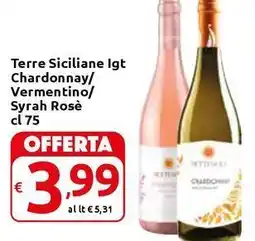 Carrefour Express Terre Siciliane lgt Chardonnay/ Vermentino/ Syrah Rosè offerta
