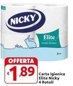 Carrefour Express Carta Igienica Elite Nicky 4 Rotoli offerta
