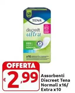 Carrefour Express Assorbenti Discreet Tena Normali x16/ Extra x10 offerta