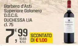 Supermercati Dok Barbera d'asti superiore galanera D.O.C.G. duchessa lia offerta