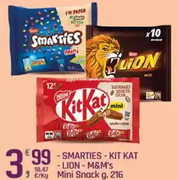 Supermercati Dok Smarties, kit kat, lion e m&m's mini snack offerta