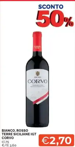 Mercatò Bianco, rosso terre siciliane IGT CORVO offerta