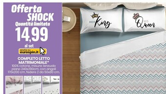 Eurospin Completo letto matrimoniale offerta
