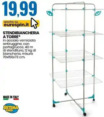 Eurospin Sistema casa stendibiancheria a torre offerta