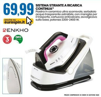 Eurospin Enkho sistema stirante a ricarica continua offerta