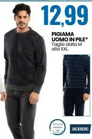 Eurospin Jackberg pigiama uomo in pile offerta