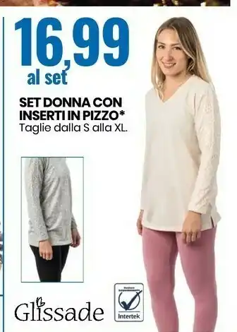 Eurospin Glissade set donna con inserti in pizzo offerta