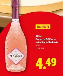 Lidl Allini Prosecco DOC Rosé Extra-Dry Millesimato offerta