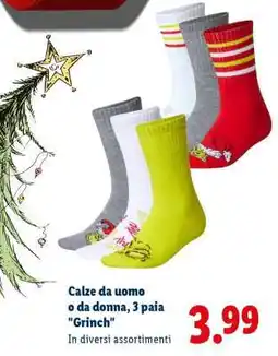 Lidl Calze da uomo o da donna, 3 paia Grinch offerta