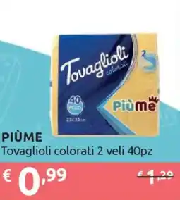 Ipersoap PIÙME Tovaglioli colorati 2 veli 40pz offerta