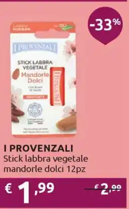 Ipersoap I PROVENZALI Stick labbra vegetale mandorle dolci 12pz offerta