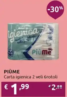 Ipersoap PIÙME Carta igienica 2 veli 6rotoli offerta