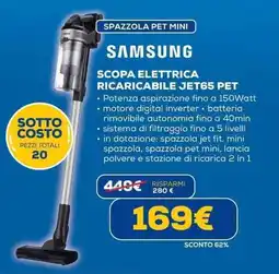 Euronics SAMSUNG SCOPA ELETTRICA RICARICABILE JET65 PET offerta