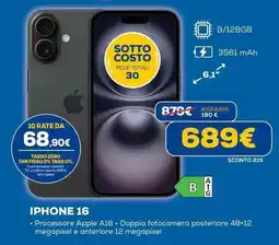 Euronics IPHONE 16 offerta