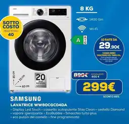 Euronics SAMSUNG LAVATRICE WW80CGC04DA offerta