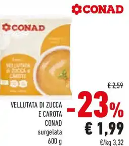 Conad Vellutata di zucca e carota CONAD offerta
