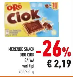 Conad Merende snack oro ciok saiwa offerta