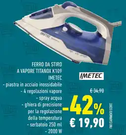 Conad FERRO DA STIRO A VAPORE TITANOX K109 IMETEC offerta