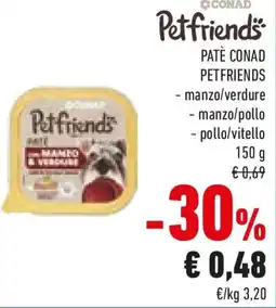 Conad Patè conad petfriends manzo/verdure offerta