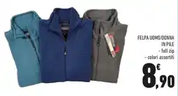 Conad Felpa uomo/donna in pile full zip offerta