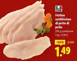 Lidl Fettine sottilissime di petto di pollo offerta