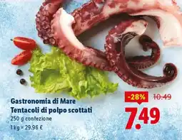 Lidl Gastronomia di Mare Tentacoli di polpo scottati offerta
