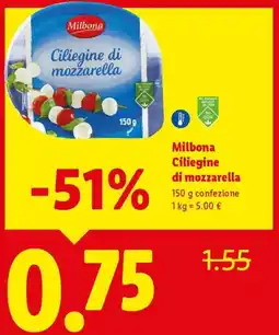 Lidl Milbona Ciliegine di mozzarella offerta