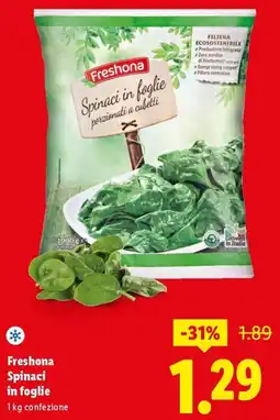 Lidl Freshona Spinaci in foglie offerta