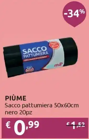 PIÙME Sacco pattumiera 50x60cm nero 20pz