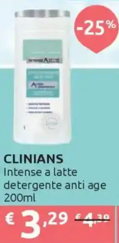 Ipersoap CLINIANS Intense a latte detergente anti age offerta