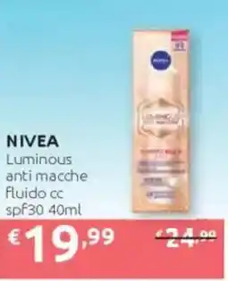 Ipersoap NIVEA Luminous anti macche fluido cc spf30 offerta