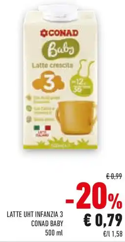 Conad Latte uht infanzia 3 CONAD BABY offerta