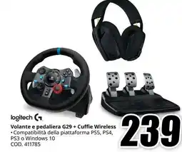 MediaWorld logitech Volante e pedaliera G29 + Cuffie Wireless offerta