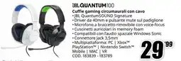 MediaWorld JBL QUANTUM 100 Cuffie gaming circumaurali con cavo offerta