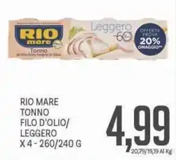 Supermercati Piccolo Rio mare tonno filo d'olio/ leggero offerta