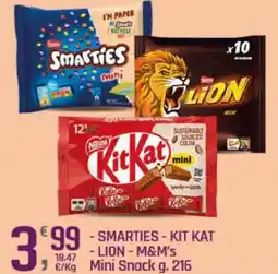 Supermercati Dok Smarties, kit kat, lion e m&m's mini snack offerta