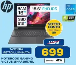 Euronics hp NOTEBOOK GAMING VICTUS 15-FA1057NL offerta