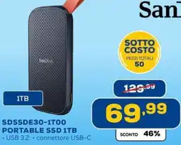 Euronics SanDisk SDSSDE30-1T00 PORTABLE SSD 1TB offerta