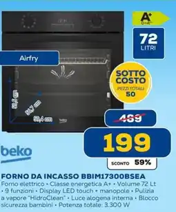 Euronics beko FORNO DA INCASSO BBIM17300BSEA offerta