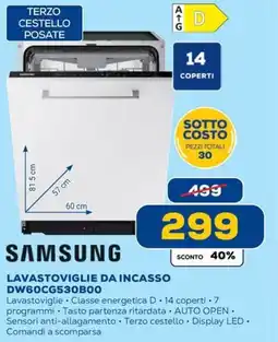 Euronics SAMSUNG LAVASTOVIGLIE DA INCASSO DW60CG530B00 offerta