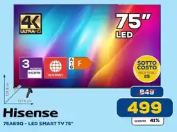 Euronics Hisense 75A69Q - LED SMART TV 75" offerta