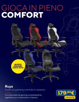 Euronics Ruya Sedia da gaming comoda in tessuto offerta
