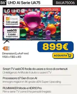 Euronics LG 86" UHD AI Serie UA75 86UA75006 offerta