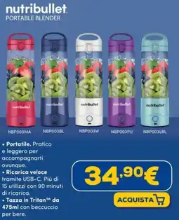 Euronics Nutribullet portable blender offerta