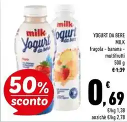 Conad Superstore Yogurt da bere milk fragola e banana multifrutti offerta