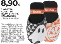 Ipercoop Ciabatta adulti in felpa stampe halloween offerta