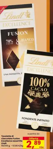 Despar Tavolette di cioccolato Fusion Excellence assortite Lindt offerta